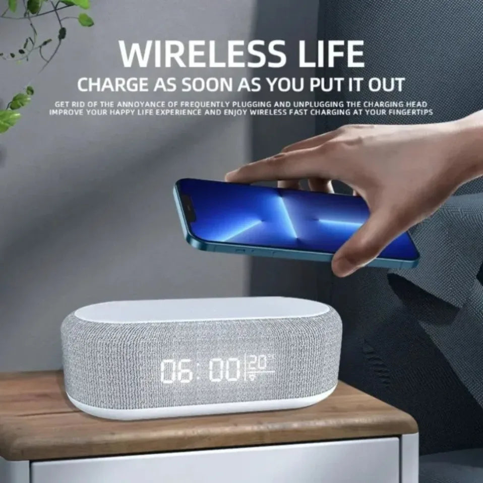 Wireless Charger Pad Phone Alarm Bedroom Lamp Night Light Desktop Clock Thermometer For iPhone 17 16 15 14 13 Fast Charging Dock