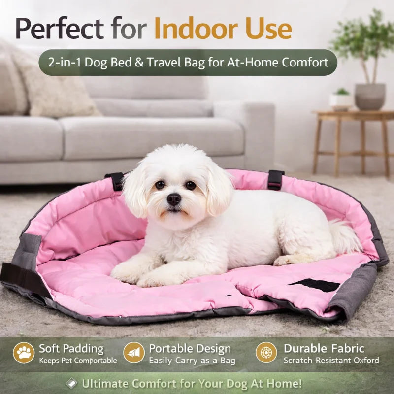 2-in-1 Foldable Pet Travel Bag Portable Pet Carrier With Soft Padding Adjustable Strap Safety Leash Clip Cats Small Dogs Car Use