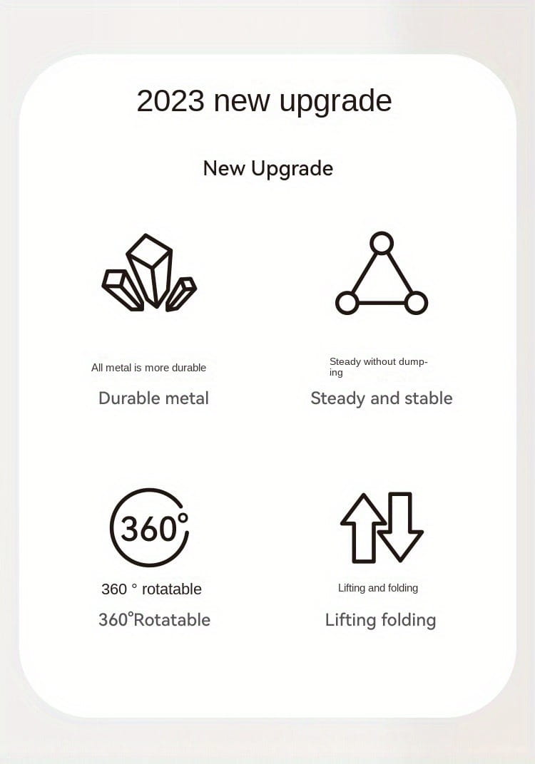 Support de tablette réglable avec rotation à 360° version 2023 en métal, doté d’une conception durable et stable pour un usage régulier.