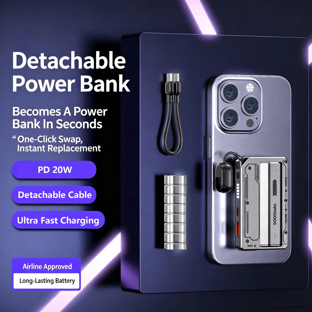 DIY Mini Portable Detachable Power Bank 22.5W Ultra Fast Charging 21700 Shell Removable PD Cable USB Type-C No Battery For Phone