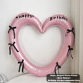 Happy Birthday Heart Photo Frame Balloon with Bowknot Stickers Girlsfriend Birthday Party Photo Props Wedding Ballon Decoration
