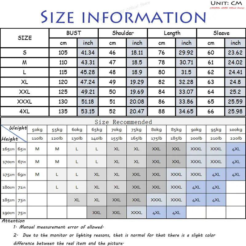 Tableau d’informations sur la taille pour la chemise décontractée en lin pour homme à col mandarin, indiquant les mesures en centimètres et en pouces pour les tailles S à 4XL.