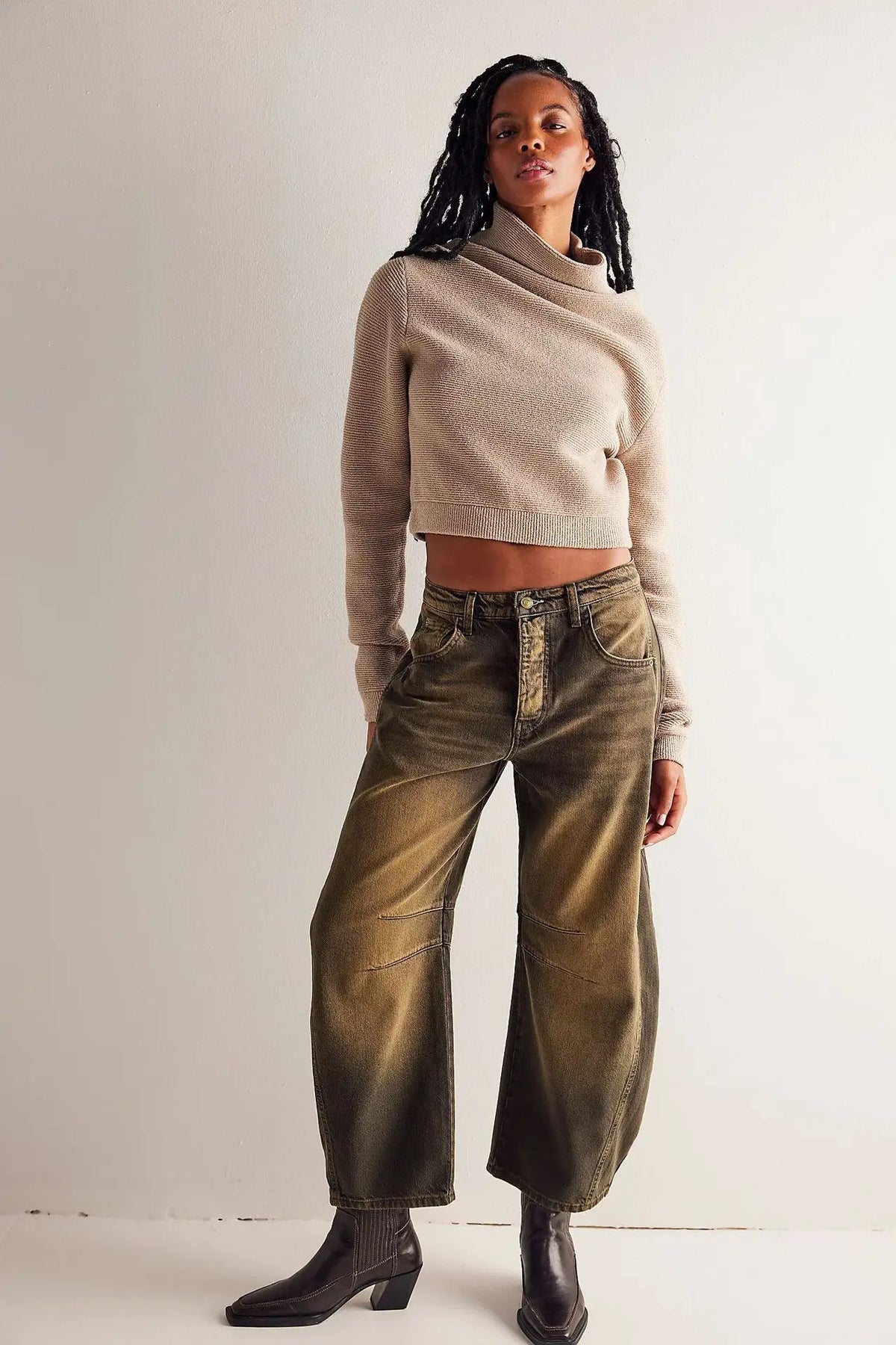Cotton Denim Long Jeans for Women Trousers Casual High Waisted Jeans Cropped Pants Spring Summer Boho Beach Ladies Baggy Jeans