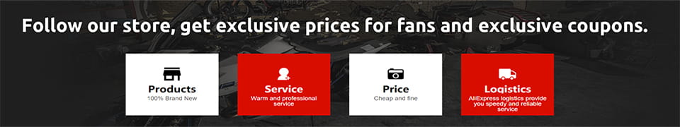 Werbebanner in Schwarz und Rot mit weißem Text, das exklusive Preise, Coupons und Ladenservices für die Audi-Waschwasserflüssigkeitsbehälter-Abdeckung 1k0955455 bewirbt.