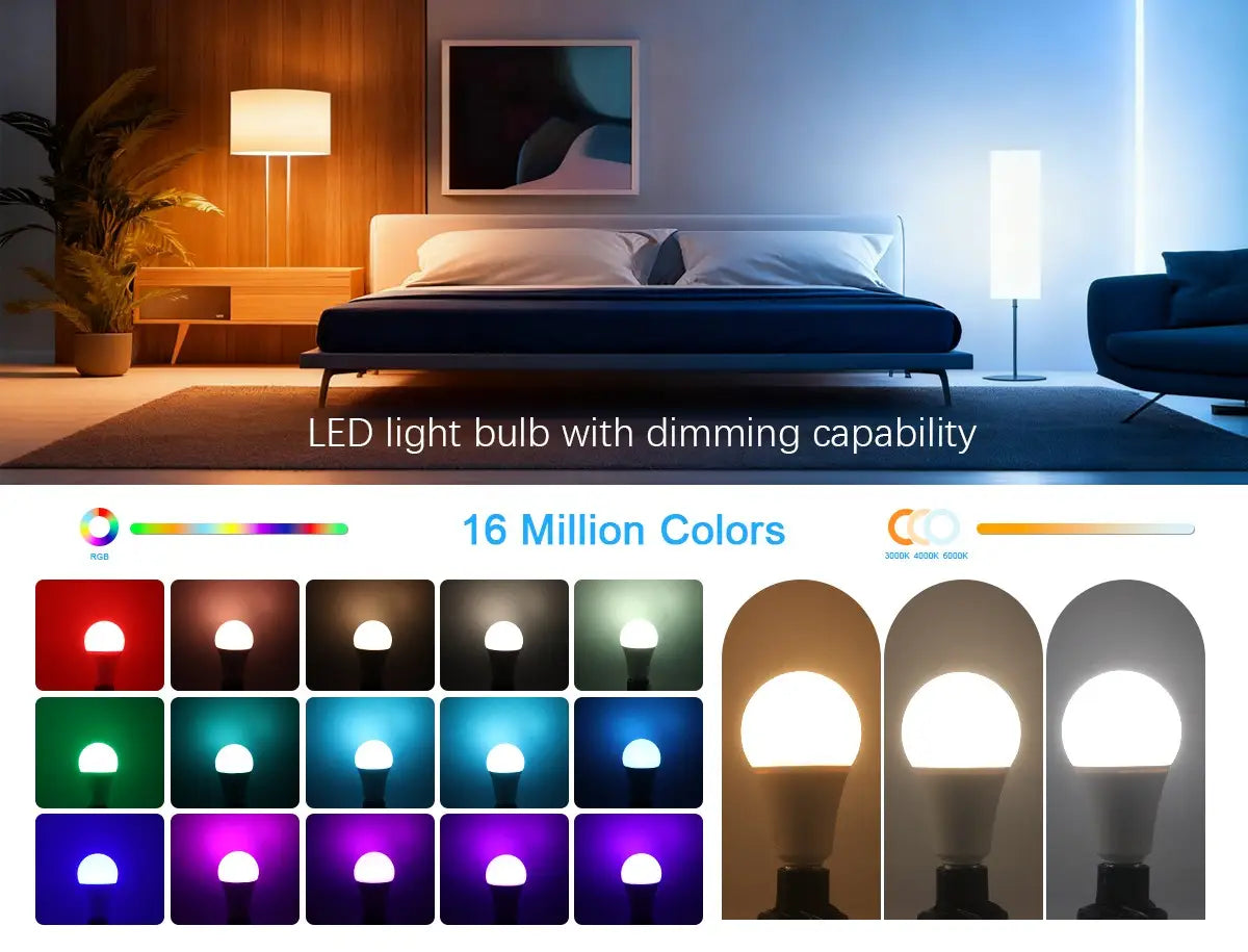 led bulb rgbw dimmable color changing spotlight with sleek white design offering 16 million customizable color options for versatile lighting.