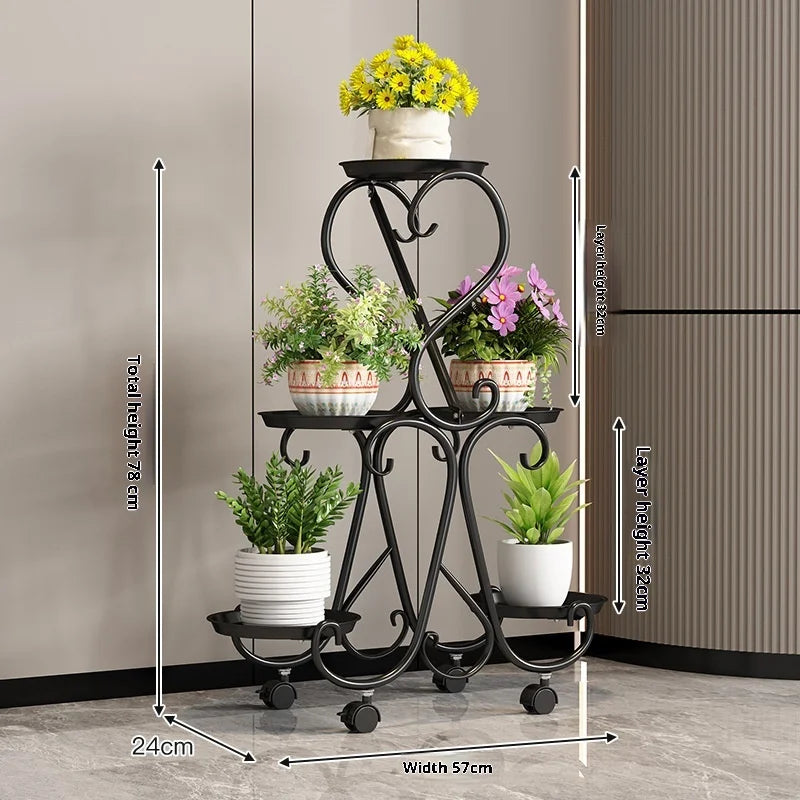 5/6/9 Pots Metal Plant Stand Flower Pot Display Rack Planter Shelves Indoor Storage Shelf For Home Balcony Living Room Garden