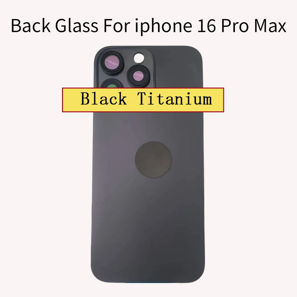 1 Pc Back Glass Cover For iPhone 16 Pro 16 Pro Max Replacement With Camera Lens Bracket & Magnets, Repair Rear Housing Panel