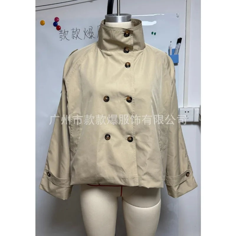 Spring Autumn Trench Coat Women Jacket Double-breasted Belted Outerwear Lapel Long Sleeve Windbreaker Design Coat Outerwear