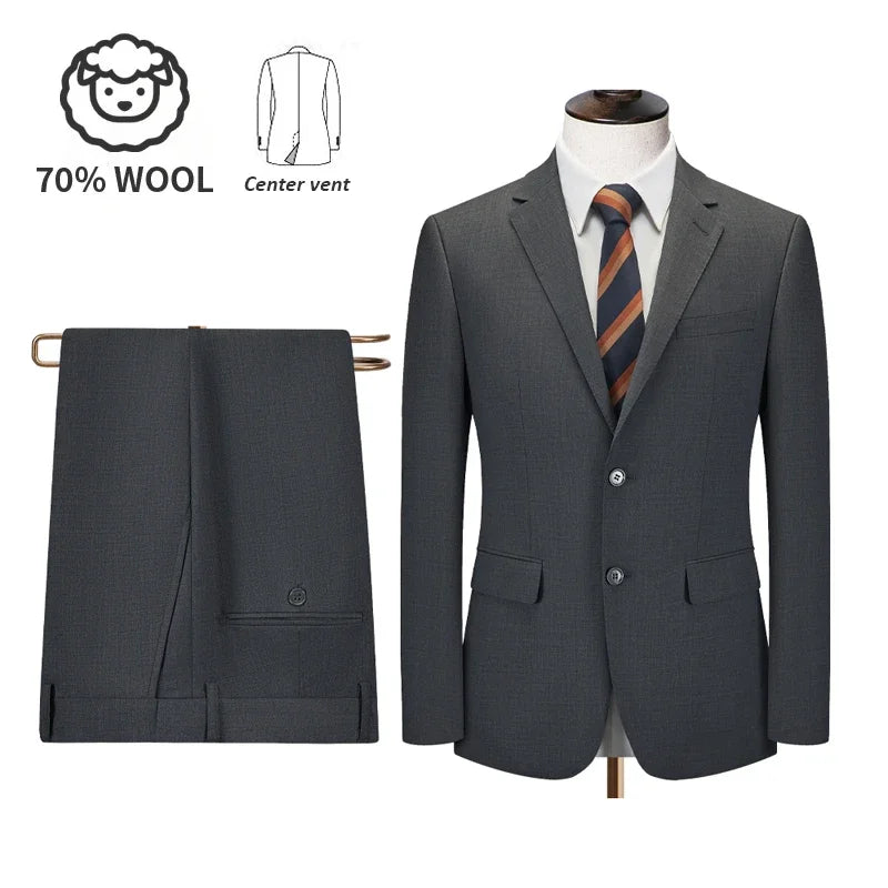 Men's Premium Suit -Business Suit, Professional Formal Wear, Ideal for Work and Weddings,50% Wool,Customizable Fit with 20 Sizes
