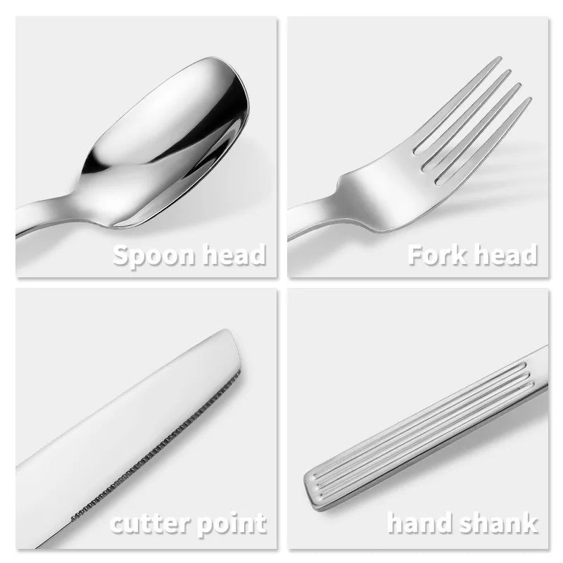 24pcs Western Dinnerware Set Stainless Steel Cutlery Set Fork Knife Spoon Tableware Flatware Silverware Dishwasher Safe