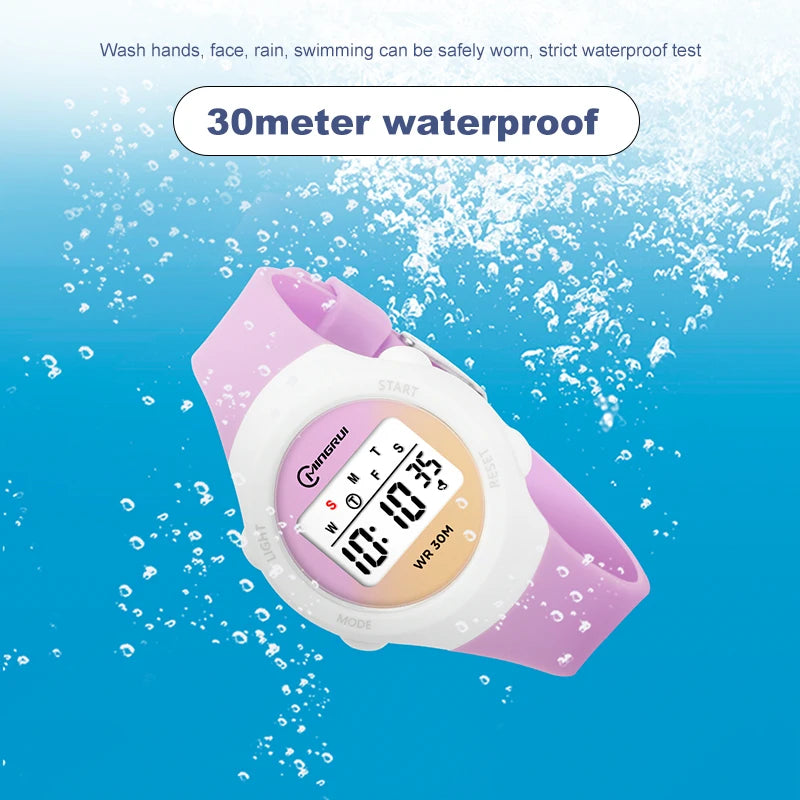 New Boys Girls Watch 30M Waterproof Digital Chidlren Watch Purple LCD Electronic Kids Sport Watches Alarm Clocks Gifts