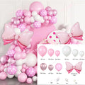 123 Pieces Pink White Bowknot Balloon Wreath Archway Set Girls Princess Birthday Shower Party Wedding Valentine's Day Decoration