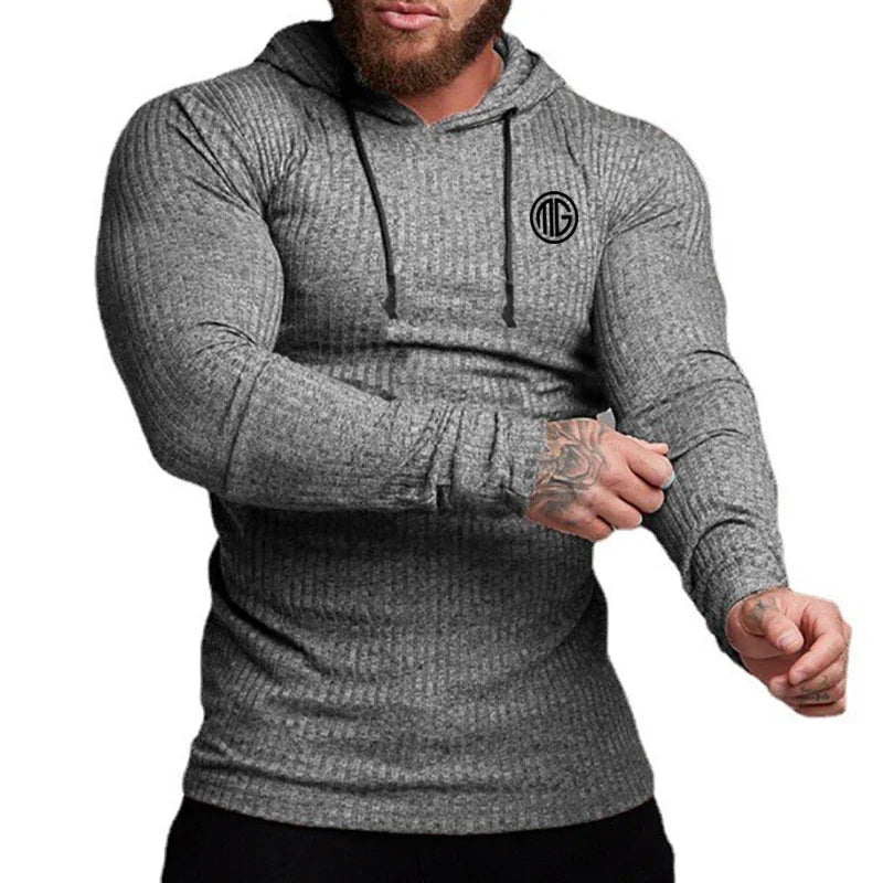 New Brand Fashion Autumn Hooded Sweaters Men Spring Knitted Clothing Slim Fit Pullover Man Classic Ribbed Knit Hoodie Jumper