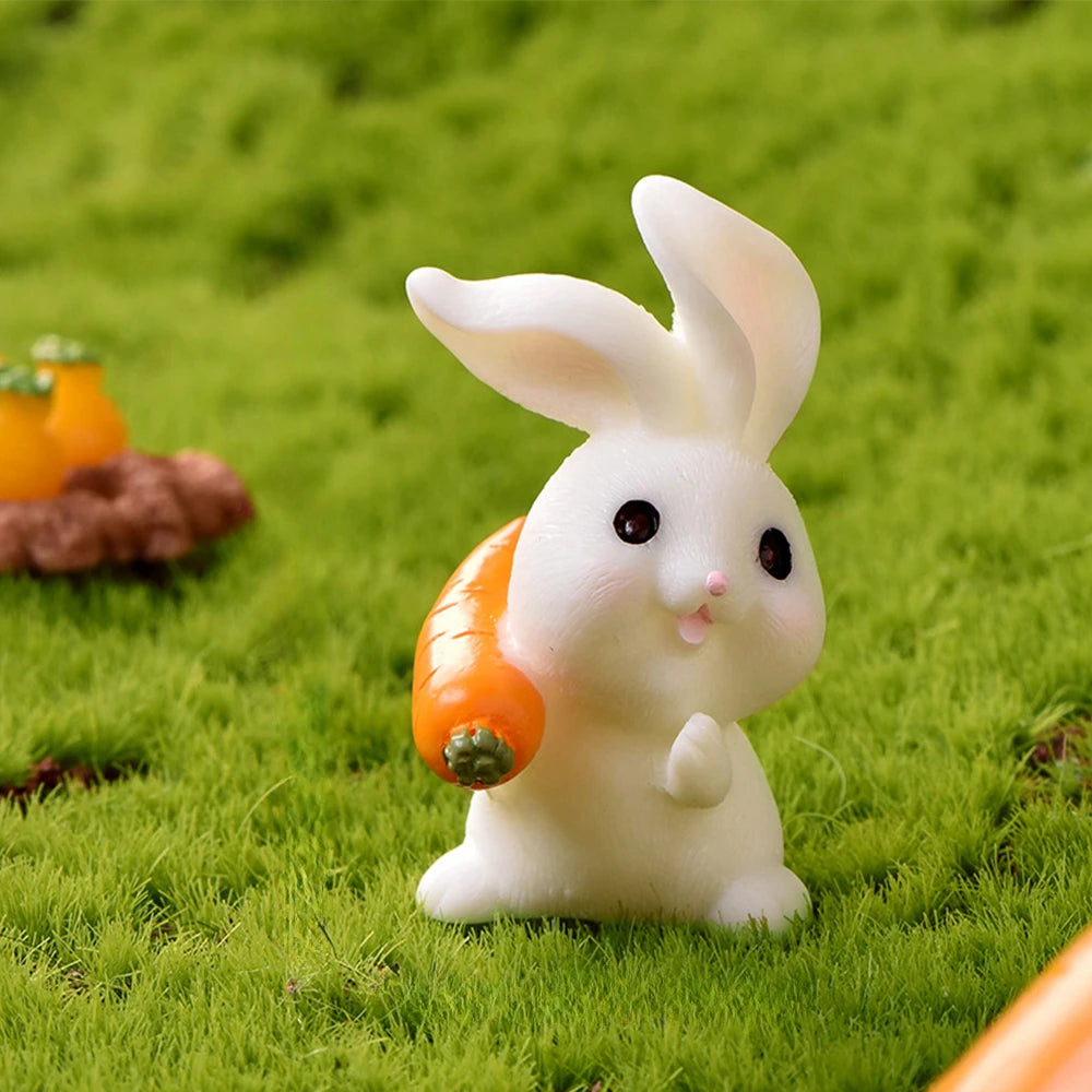 Easter Cute Resin Bunny Rabbit Figurine Micro Landscape DIY Home Room Decoration Garden Decor Miniature Ornament Accessorie