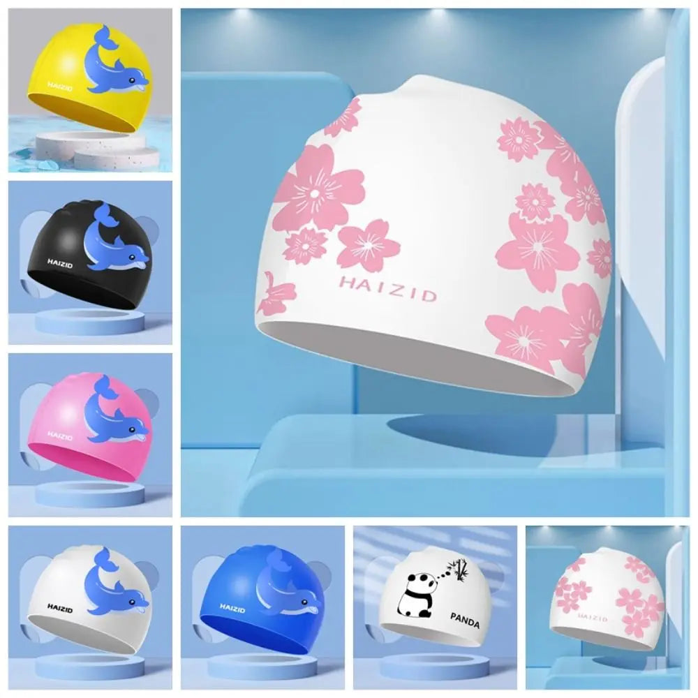 Swimming Accessories Silicone Swimming Cap Elastic Waterproof Diving Cap Lightweight Long Hair Bathing Cap Natatorium