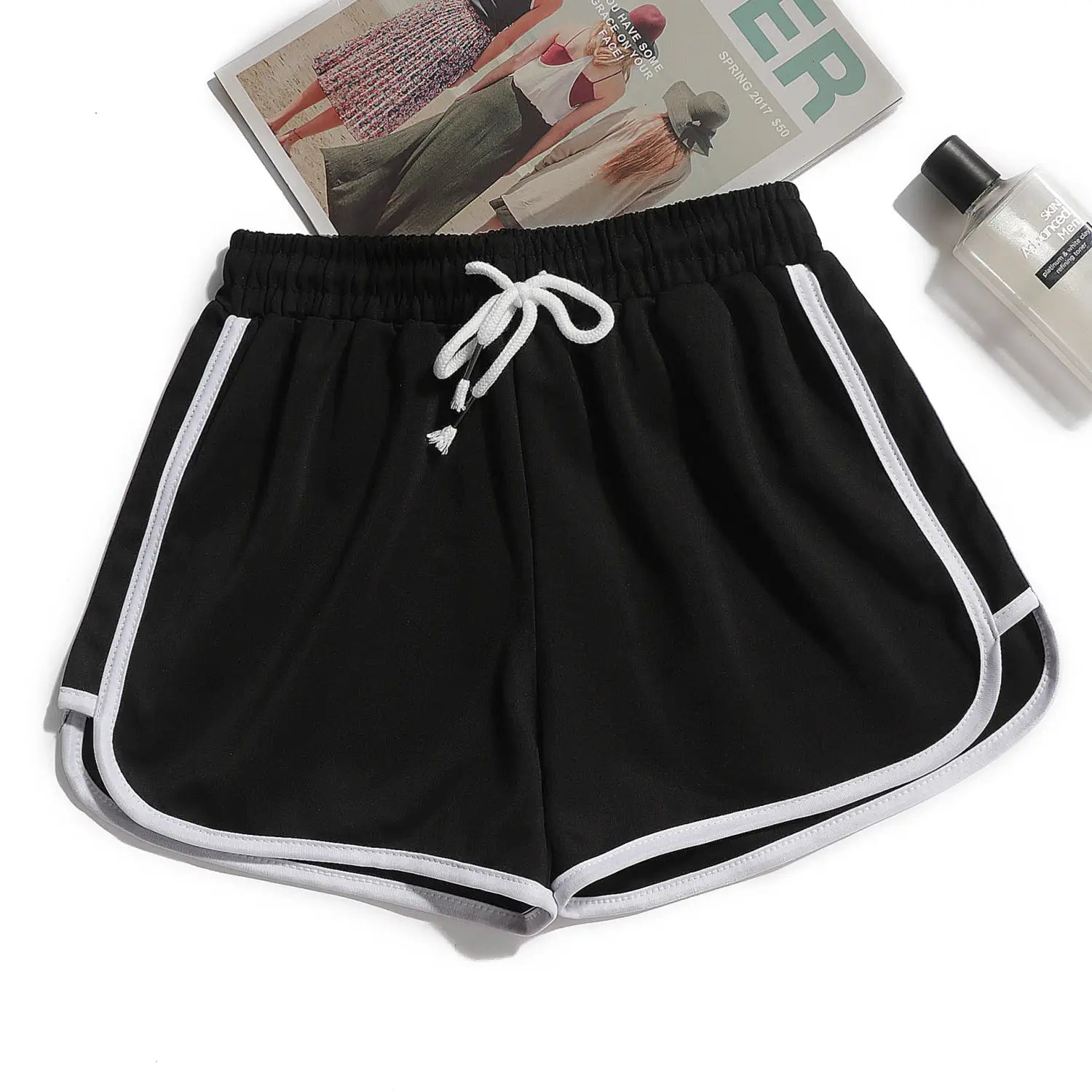 men athletic shorts 3-pack featuring black athletic shorts with white side stripes and a matching drawstring waistband ideal for running and other sports activities