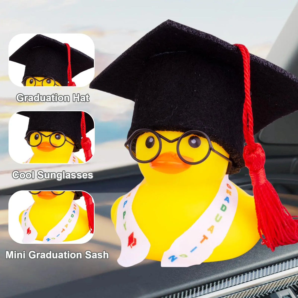Graduation Rubber Duck,Car Duck Graduation Gift with Tassels for Student Classroom Party Favors