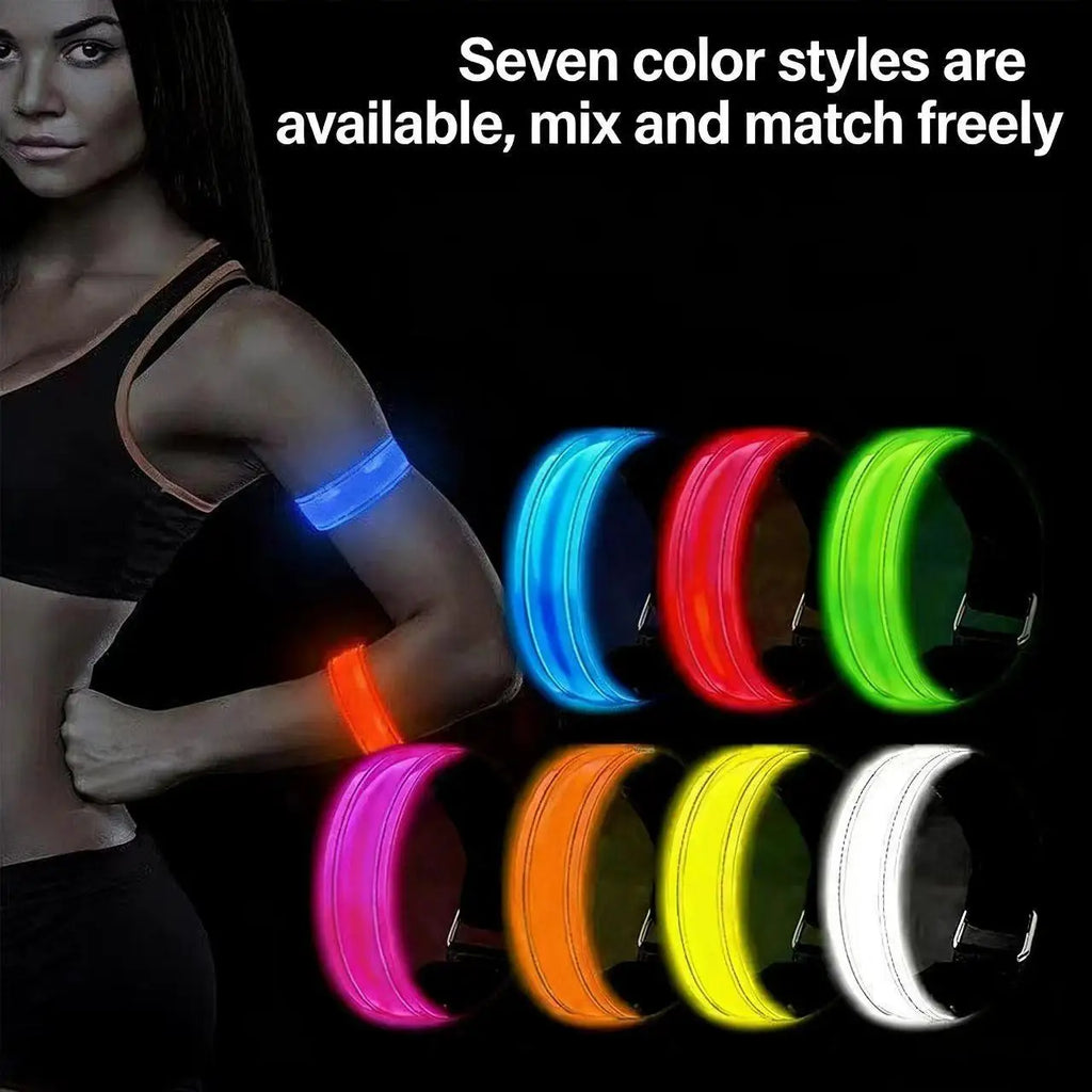 Outdoor Sports Armband LED Light Night Running Safety Belt USB Rechargeable Arm Leg Warning Wristband Cycling Bike Bicycle Light