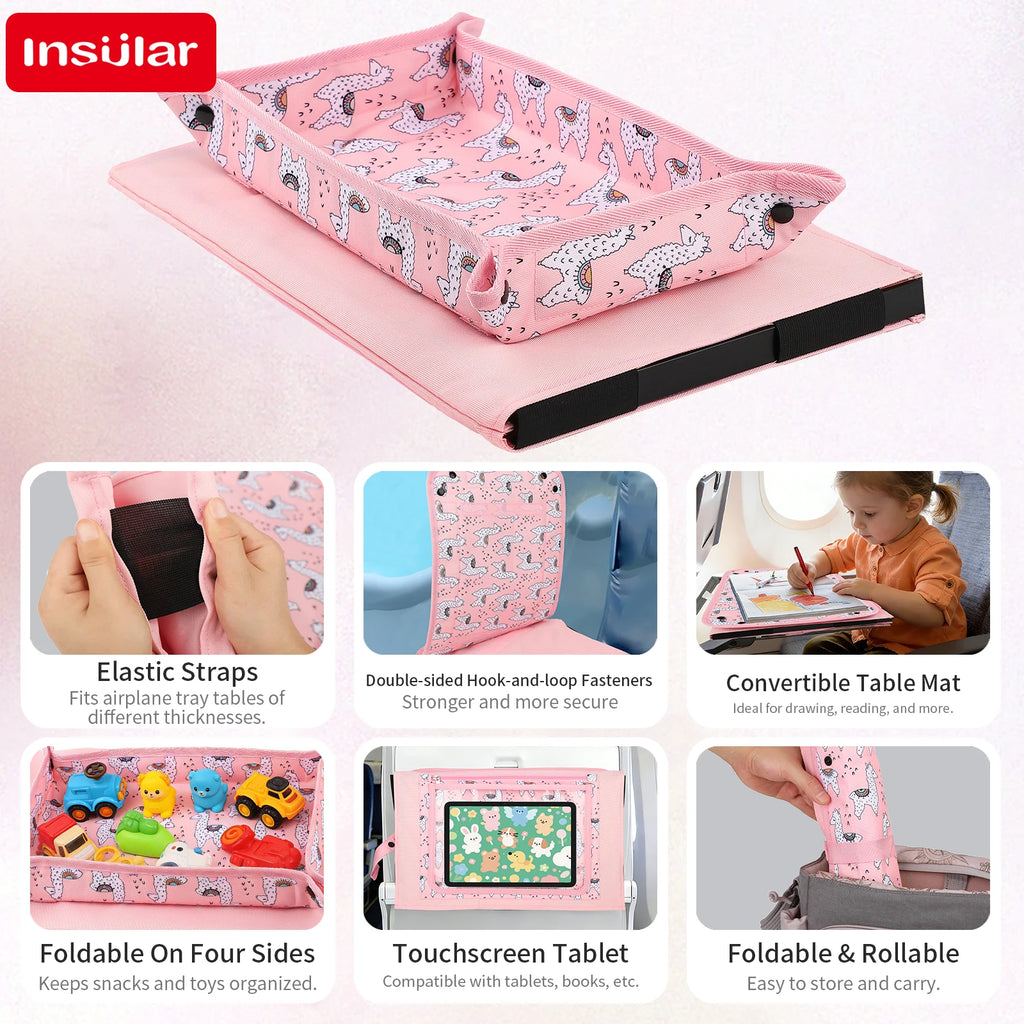 New Kids Travel Tray for Airplanes Seats Travel Desk Storage Foldable & Adjustable Lap Desk for Children Drawing Board Learning