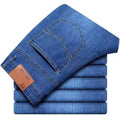 Men's jeans, casual straight leg, elastic, fashionable, classic, blue and black work denim pants, men's brand clothing