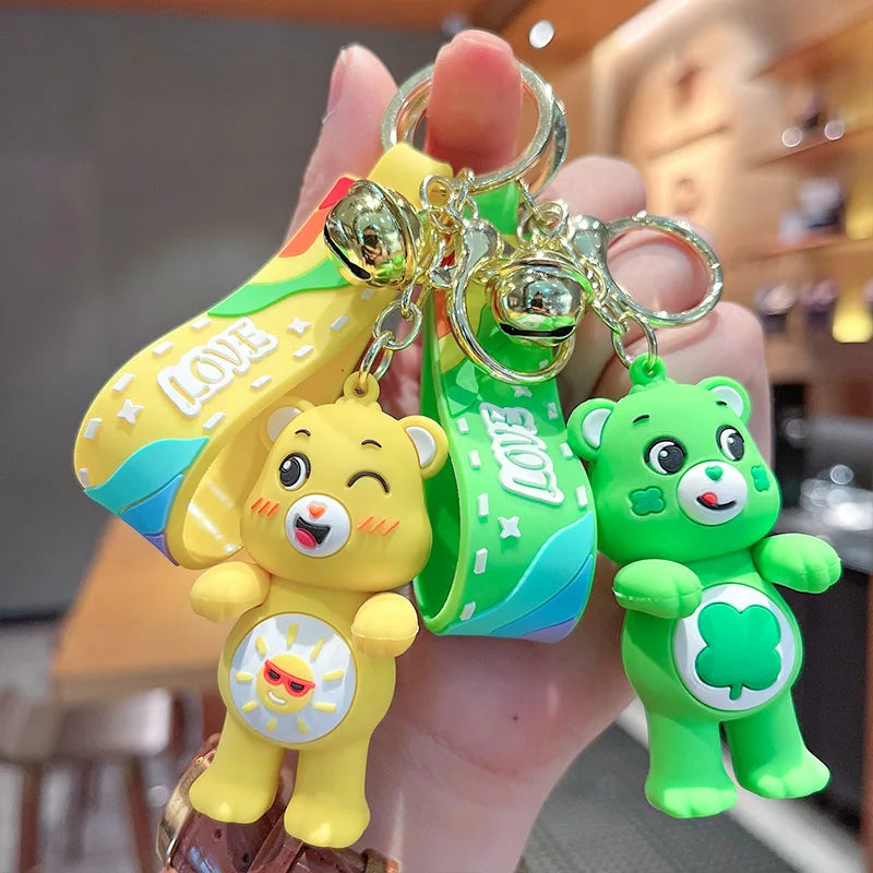 Care Bears Keychains Kawaii Cartoon Character Key Chain Cute Car Keyring Kids Girls Backpack Pendant Children Birthday Gifts