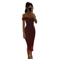 Women Christmas Party Dress Sequined Irregular Hem Evening Dress Low-cut Prom Wedding Party Formal Slit Hem Ladies Midi Dress