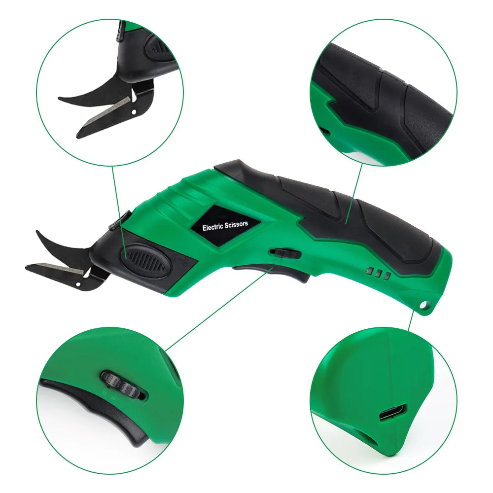 Electric Scissors, Home USB Charging, Cordless Sewing Scissors DIY Leather/Fabric/Cardboard Cutting Tools, Tufting Scissors