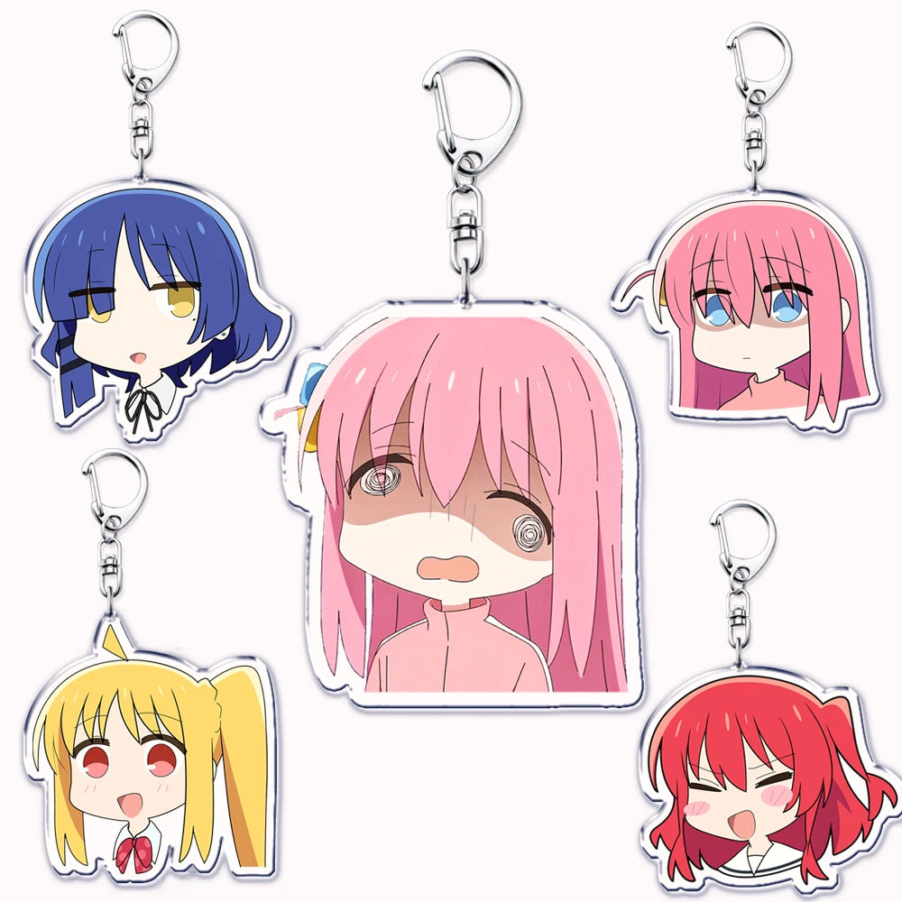 Cute Cartoon Anime Keychains for Accessories Bag Hitori Gotoh Nijika Ijichi Ryo Yamada Ikuyo Kita Keyring Jewelry Fans Gifts