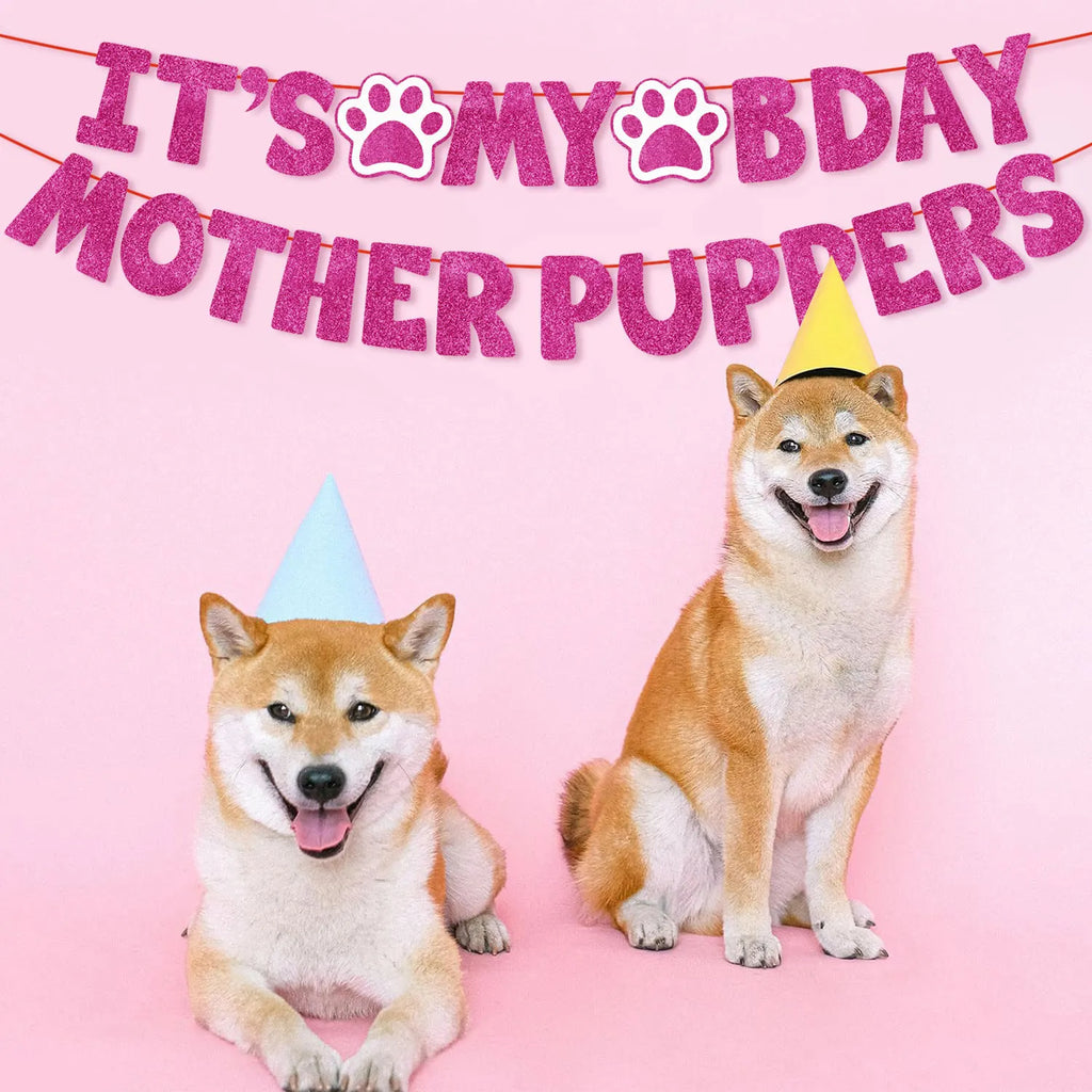 It's My Bday Motherpuppers, Funny Dog Birthday Banner, Paw Party Bunting Sign, Puppy Dog Pennant Decor