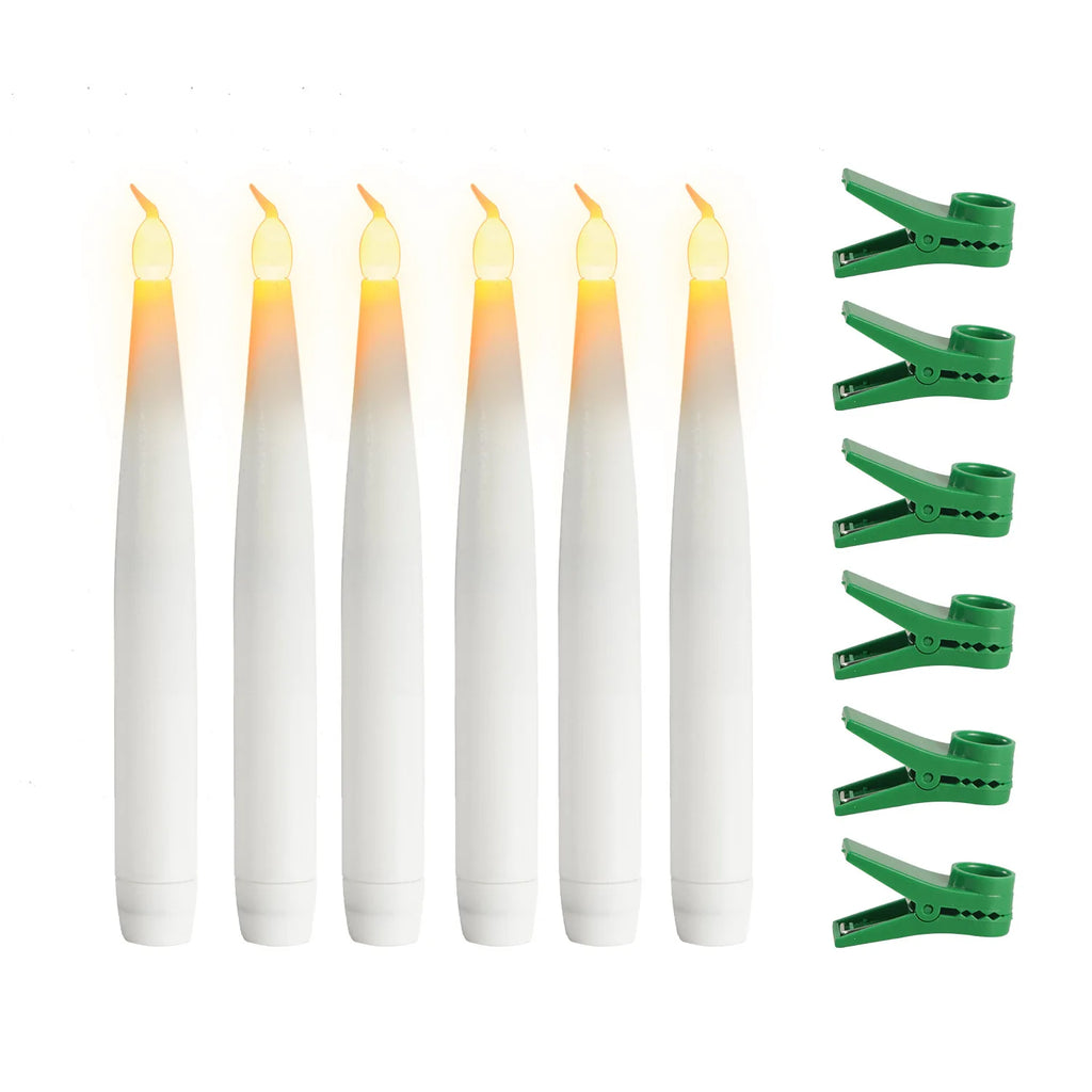 Clip-on Electric Candle Stick Light,Warm White Tea Lights, Wedding Party Atmosphere Lamp, DIY Christmas Tree Lighting Decors, 6x