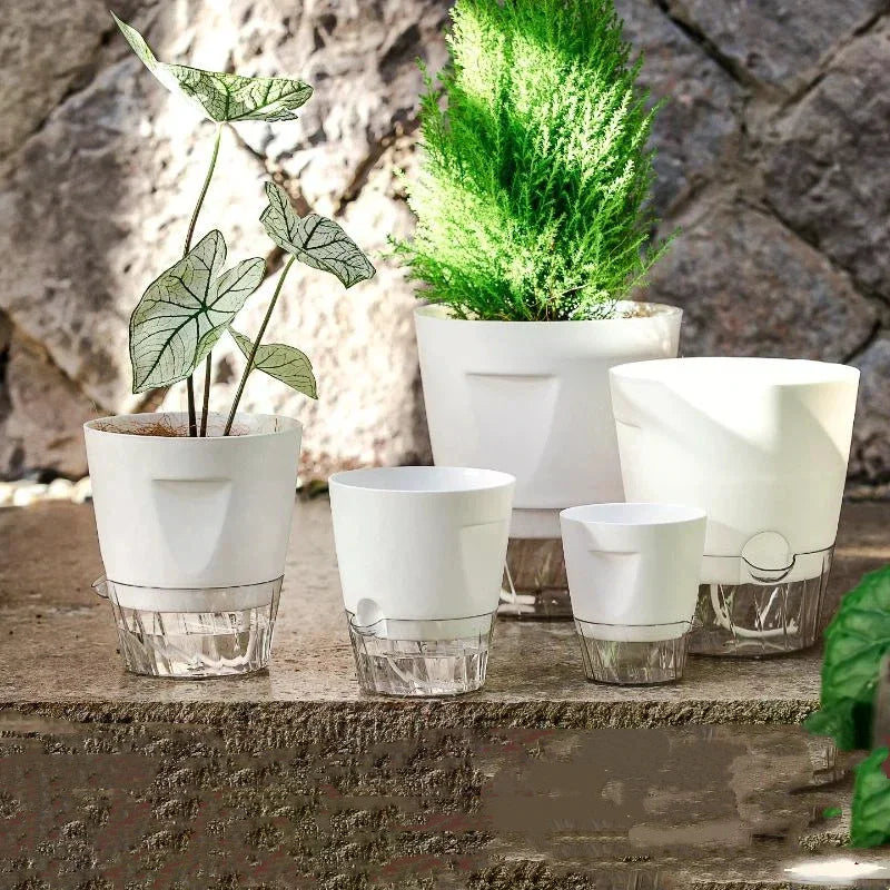 Self Watering Plant Pots Indoor Modern Plastic Planters For Orchid Succulent Herb Flower Home Office Decor