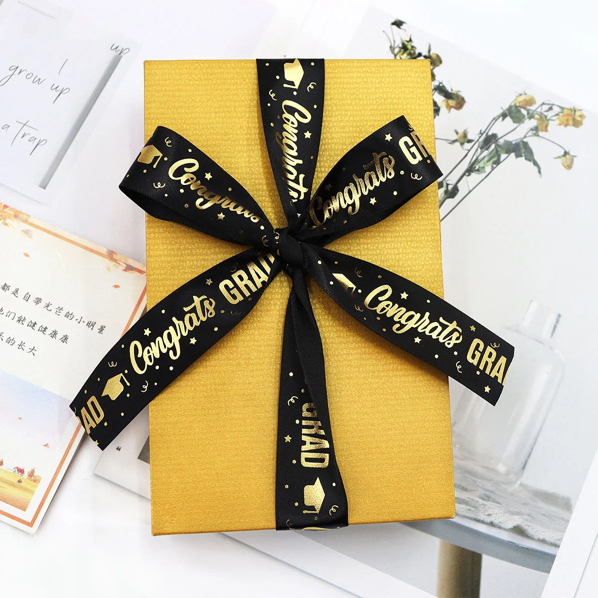 1 Roll，5 Yards Graduation Gift Packaging Ribbon,Decoration Party DlY Bow Ribbon, Graduation Ceremony  CampusParty Supplies