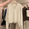 New Fashion Women V-Neck Wool Cardigan Buttoned Warm Plush Sweater Spring Autumn Winter  Knitwears 100% Merino Wool Tops