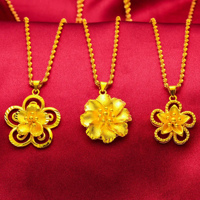 Women's Fashion Flower Pendant Necklace For Daily Wear Party Wedding Gift Brass Gold Plated Faux Gold Jewelry Accessories 2026