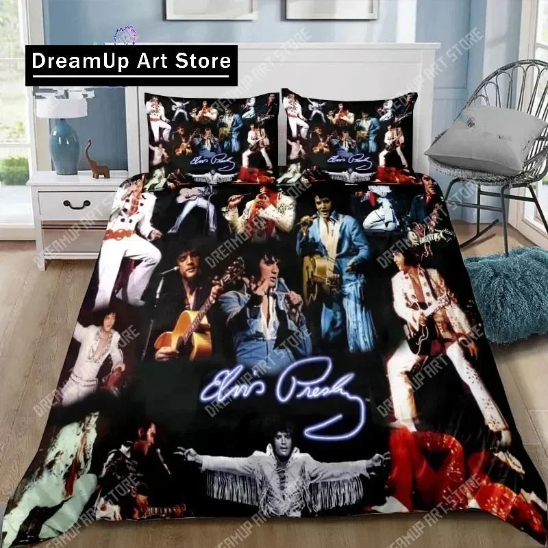 Poster Collection E-Elvis Presley Bedding Set Single Twin Full Queen King Size Bed Set Adult Kid Bedroom Bedding Gift