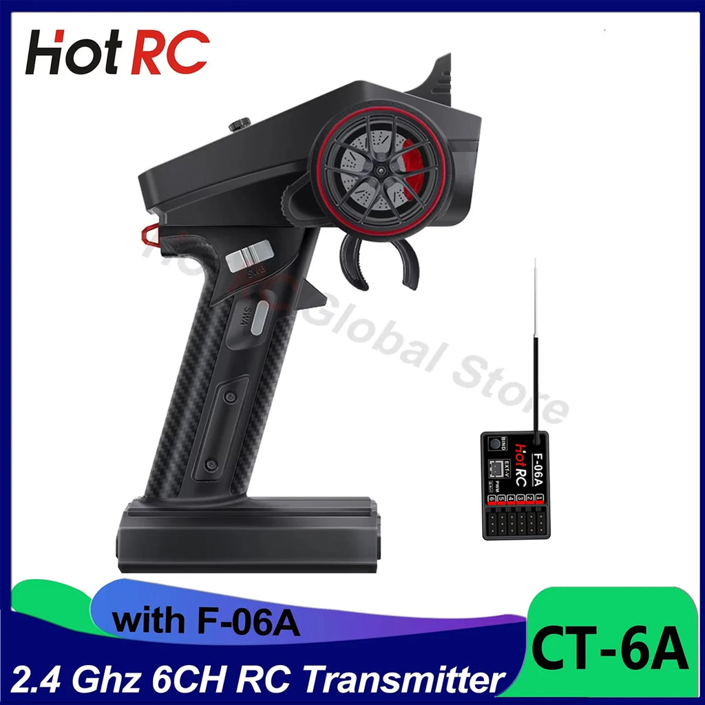 NEWEST HOTRC CT-6A 2.4GHz 6CH 6 Channels One-handed Control Radio Transmitter Remote Controller For RC Toy Car Boat Drone Parts