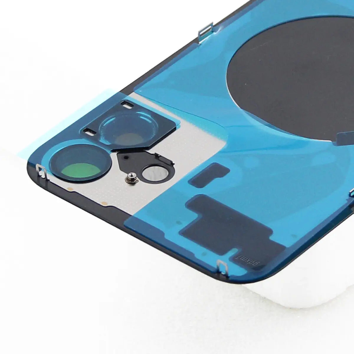 blue transparent glass back panel for iphone 16 plus replacement back cover featuring dual camera lenses and integrated fingerprint sensor with affordable shipping fee options