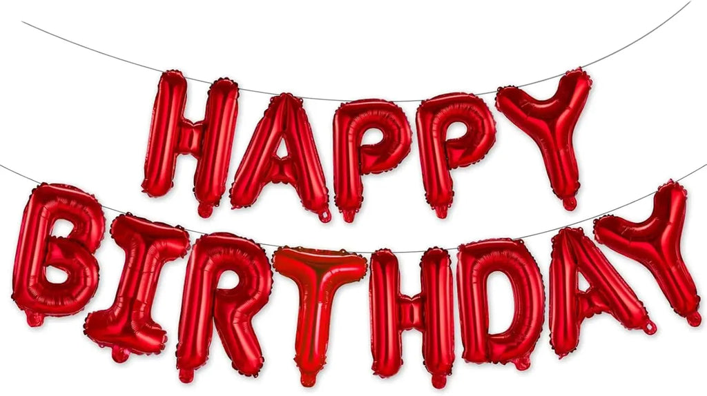 Happy Birthday Balloons Banner Red 16 Inch Mylar Foil Letters | Inflatable Party Decor and Event Decorations for Kids and Adults