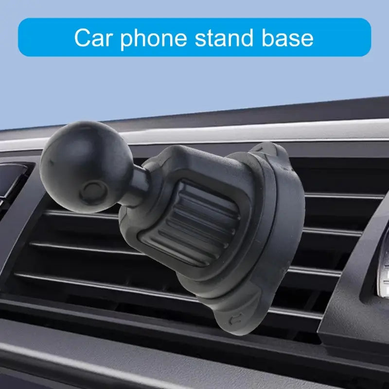 base en caoutchouc noir du support de téléphone pour grille d’aération de voiture, avec articulation sphérique de 17 mm pour un positionnement réglable dans la voiture.
