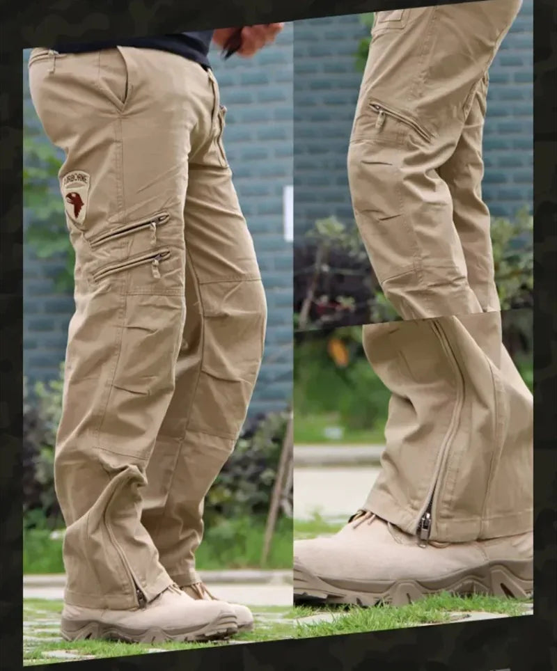 Men's Cargo Pants Outdoors Style Tactical Pants Male Camo Jogger Plus Size Cotton Many Pocket Men Camouflage Black Trousers