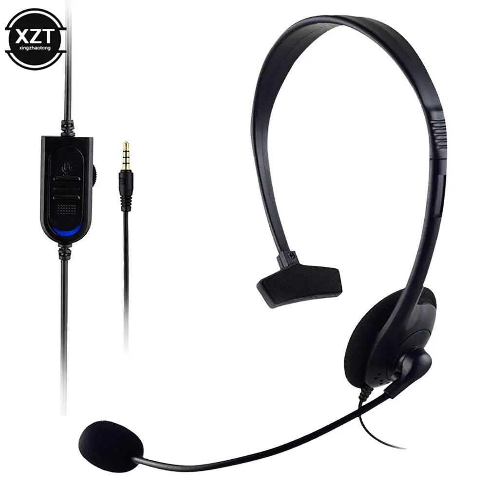 Black over-ear usb call center headset with noise canceling mic, flexible boom microphone, inline control unit with blue led lighting, and optimized frequency response range for clear communication.