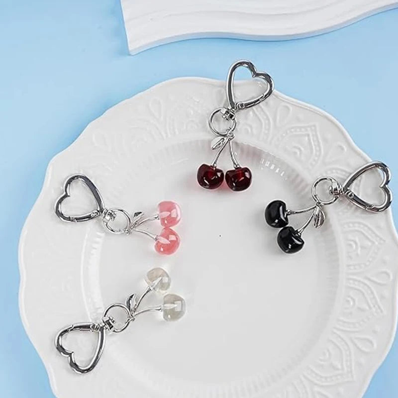 Cute Keyring Cherry Bag Charms Keychains Women Keychain for Bags Carabiner for Keys Accessories Wallet Chain Charm Fashion Gifts