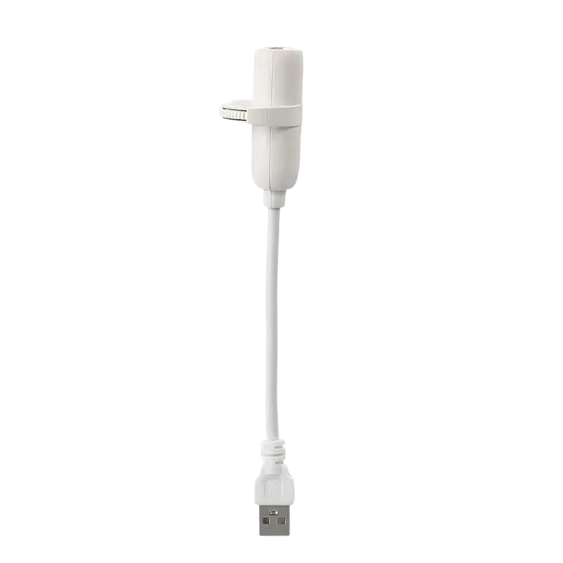 White usb powered usb-to-lightning adapter cable with compact minimalist design for galaxy projector use