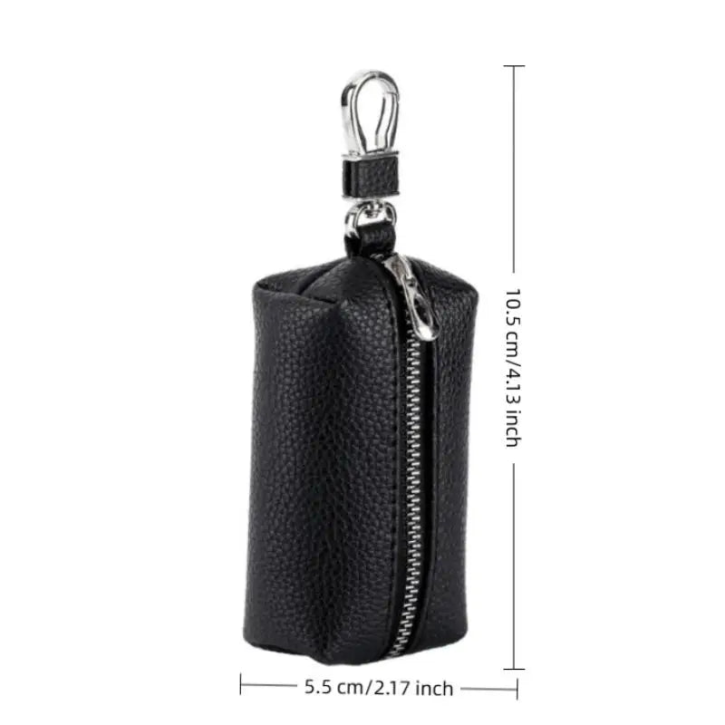 Leather Car Key Wallet Double Zipper Fashion 1Pcs Slim Key Holder Keychain Case Perfect for Travel Commute
