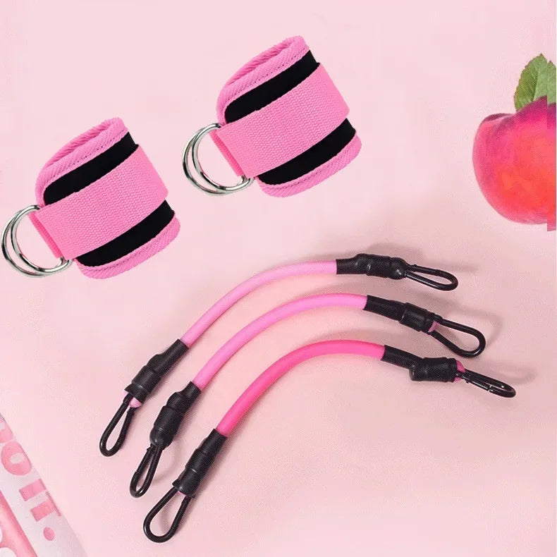 Resistance Band Set with Ankle Straps, Elastic Workout Fitness Bands for Home Gym Yoga Training, Suitable for Men & Women