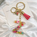 Personalized A-Z Key Ring Buckle Chains Y2k New Fruit Resin Keychain 26 Letter Pendant Fresh Cute Keyring Alphabet Initial Gift
