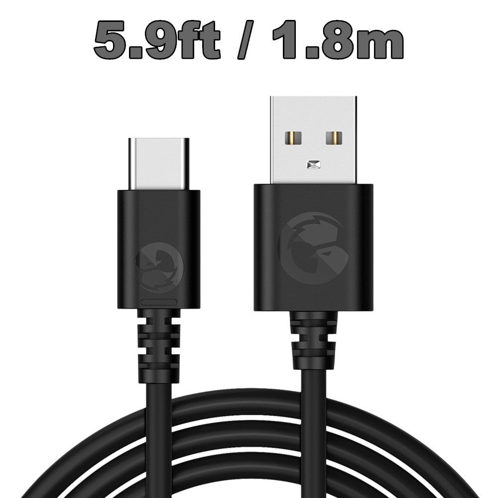 black usb-c to usb-a charging cable 5.9 feet long with molded connectors and subtle embossed logo from gamesir g7 magnetic faceplate and accessories kit
