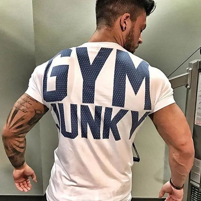 Men's Fashion T Shirt Men Tops Summer Fitness Bodybuilding Clothes Muscle Male Shirts Cotton Slim Fit Tees