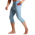 Men High Waist 7/8 Compression Pants Quick Dry Breathable Tight Sports Leggings Running Jogging Gym Fitness Training Workout Cap