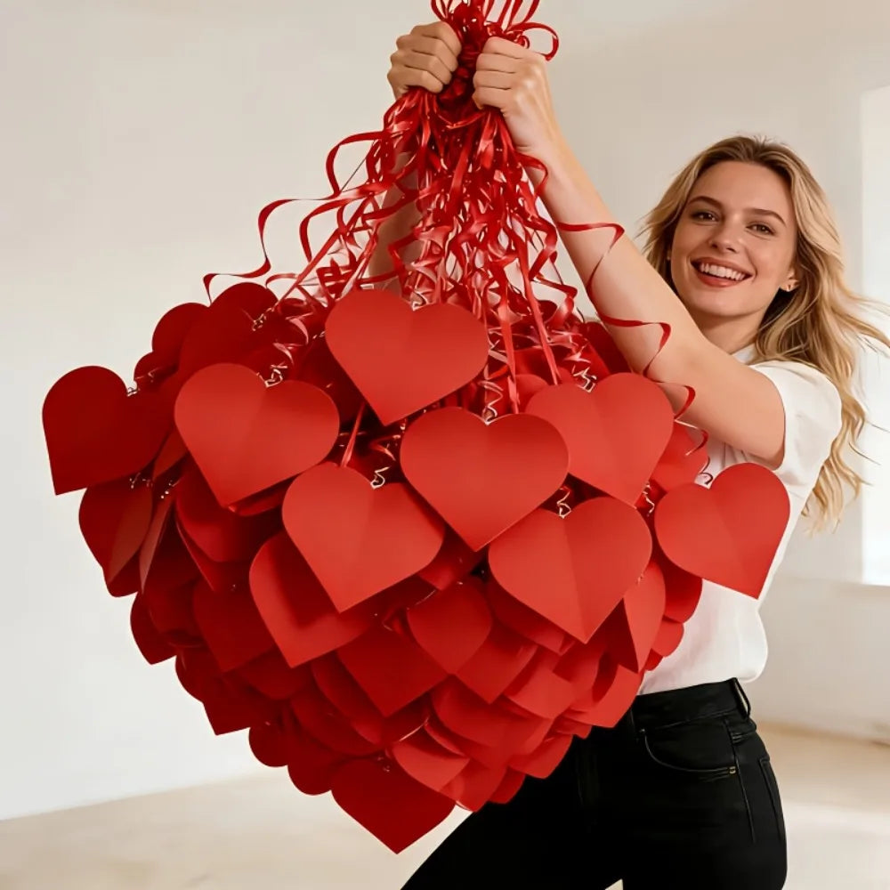 Romantic Valentine's Day Love Pulling Decorations DIY Love Flower Hanging Curtain Party Supplies Wedding